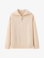100% Cashmere Half-Zip Polo Sweater - Luxury Oversize Knit Top