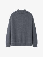 100% CASHMERE HALF-ZIP COLLARED SWEATER | TAUPE BROWN & CHARCOAL GREY