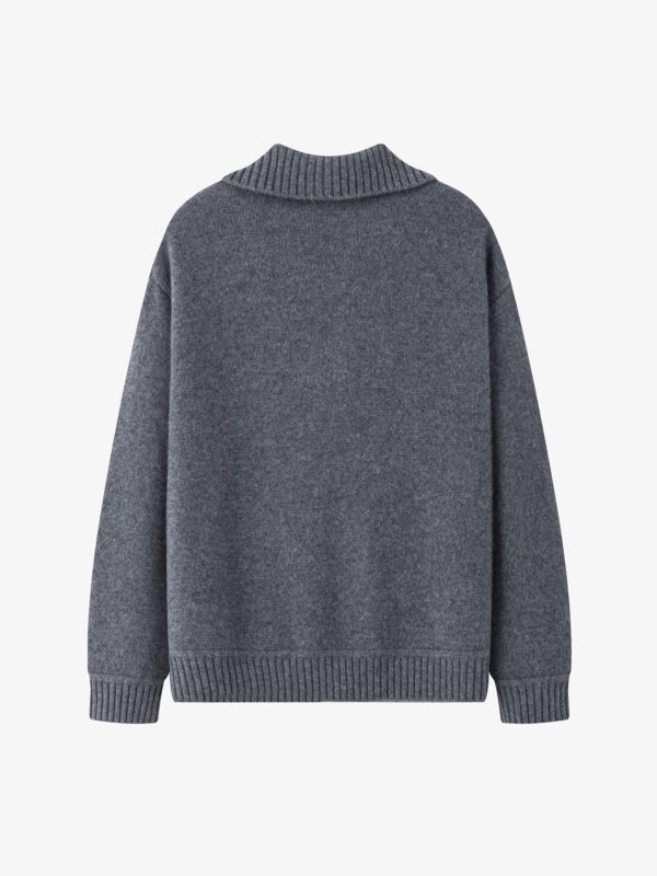 100% CASHMERE HALF-ZIP COLLARED SWEATER | TAUPE BROWN & CHARCOAL GREY