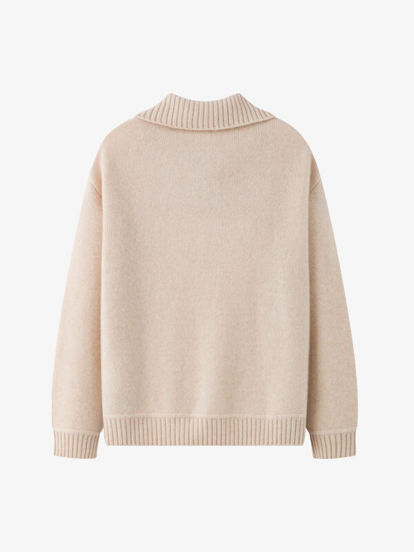 100% CASHMERE HALF-ZIP COLLARED SWEATER | SOFT CREAM