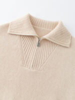 100% CASHMERE HALF-ZIP COLLARED SWEATER | SOFT CREAM