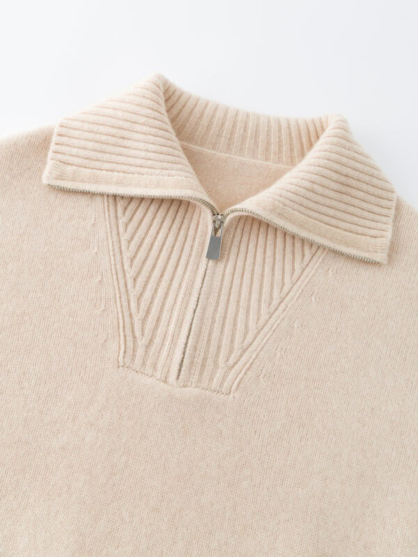100% CASHMERE HALF-ZIP COLLARED SWEATER | SOFT CREAM