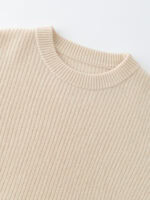 100% CASHMERE CREWNECK SWEATER | SOFT BEIGE, HIGH-LOW HEM