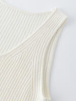 100% CASHMERE U-NECK RIBBED CAMISOLE | IVORY WHITE & TAUPE BROWN