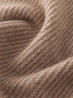 100% CASHMERE ZIP-UP CARDIGAN WITH SHAWL COLLAR | TAUPE BROWN & SOFT BEIGE