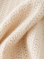 100% CASHMERE TURTLENECK SWEATER | CREAM WHITE & TAUPE BROWN, TEXTURED KNIT