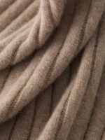 100% CASHMERE V-NECK RIBBED CAMISOLE | TAUPE BROWN & IVORY WHITE