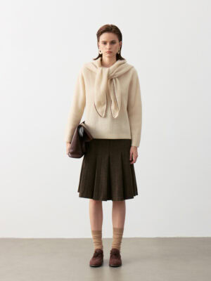 100% CASHMERE WRAP SHAWL WITH CONTRAST TRIM | TAUPE BROWN & SOFT BEIGE