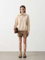100% CASHMERE HALF-ZIP COLLARED SWEATER | SOFT CREAM