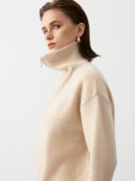 100% CASHMERE HALF-ZIP COLLARED SWEATER | SOFT CREAM