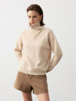 100% CASHMERE HALF-ZIP COLLARED SWEATER | SOFT CREAM