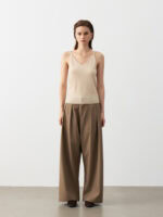 100% CASHMERE V-NECK CAMISOLE | JET BLACK & SOFT CREAM